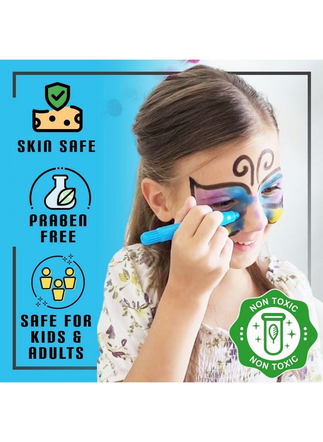 Jim&Gloria - Face Paint Kit With Gold And Silver 12 Colors Large Washable Face & Body Painting Crayons Stick With Stencils Kids Toddlers And Adults Gifts Crafts For Birthday, Pride Day Usa 4Th Of July - Image 1