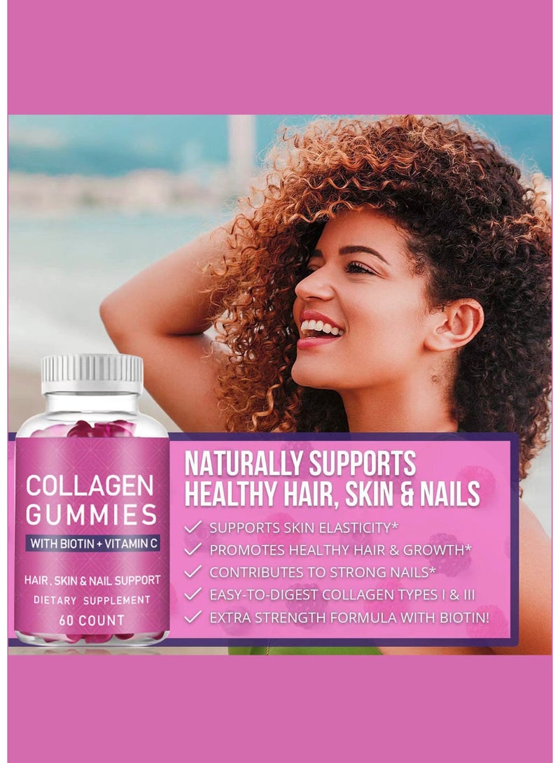 BIYODE Collagen Whitening Gummies with Biotin for Skin Glow, Hair & Nails Strength - Beauty Complex with Vitamin C, Zinc, Selenium - Anti-Aging & Radiance Supplement - 60 Gummies (2-Month Supply) - Image 3