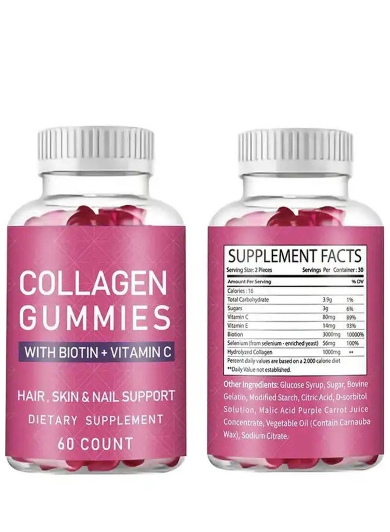 BIYODE Collagen Whitening Gummies with Biotin for Skin Glow, Hair & Nails Strength - Beauty Complex with Vitamin C, Zinc, Selenium - Anti-Aging & Radiance Supplement - 60 Gummies (2-Month Supply) - Image 4