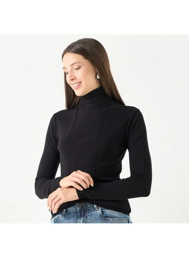 2Xtremz 2Xtremz Textured High Neck Sweater with Long Sleeves