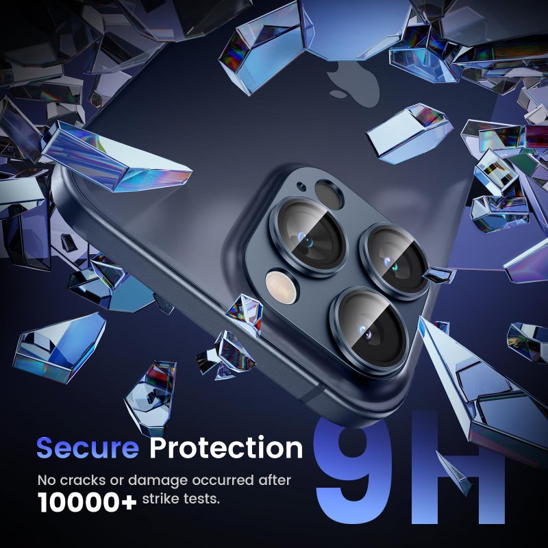 Tensea for iPhone 16 Pro/iPhone 16 Pro Max/iPhone 15 Pro/iPhone 15 Pro Max Camera Lens Protector, Metal Aluminum Alloy Tempered Glass Cover Camera Screen Protector Accessories, Case Friendly Blue - Image 4