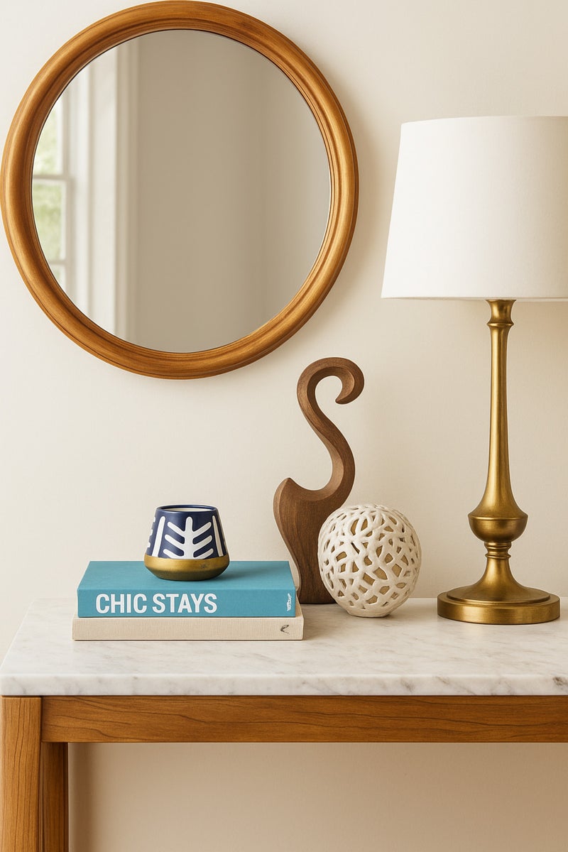 ماريا هومز وعاء سيراميك أزرق داكن وأبيض – وعاء زخرفي هندسي حديث - Image 3