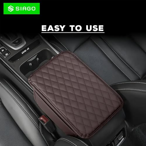 SIAGO Car Armrest Cover Cushion with Storage Bags | Soft Center Console Protector Pad | Non-Slip, Waterproof & Durable | Universal Fit for Cars, SUVs & Trucks (Brown) SIA144 - Image 5