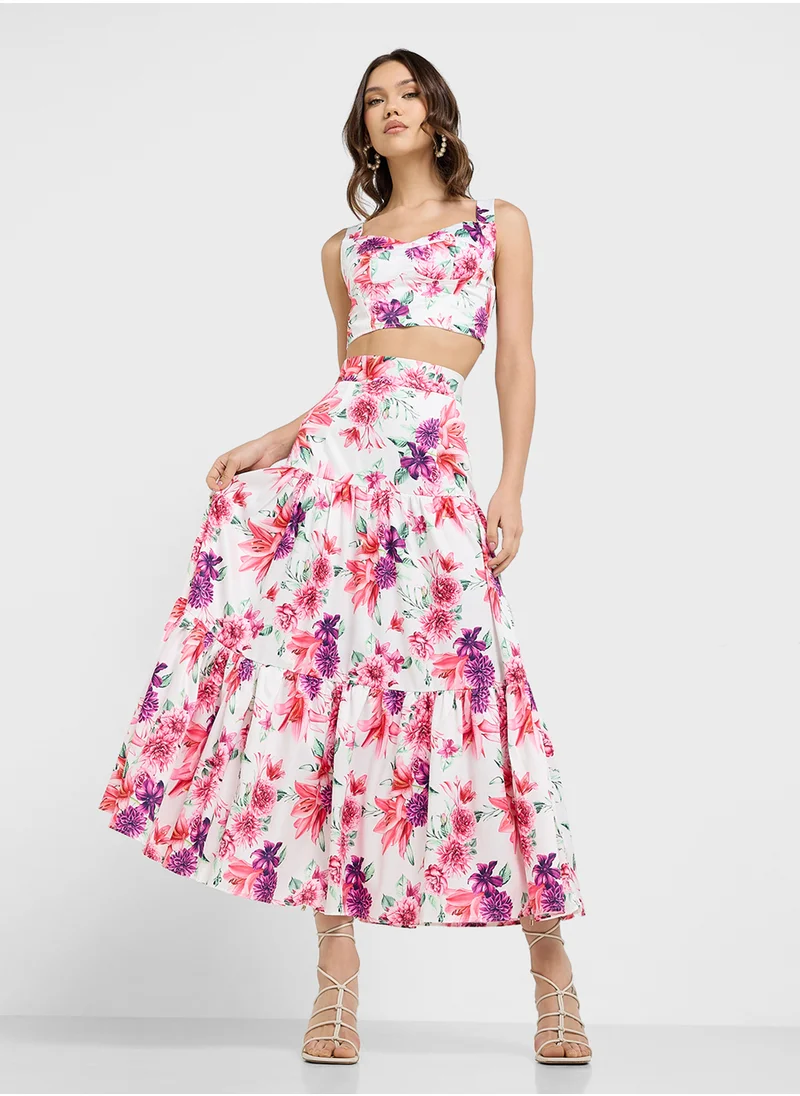 ELLA Floral Print Top & Skirt Set