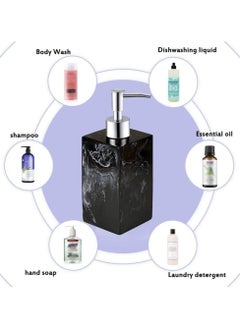 Generic Soap Dispenser 500ML For Bathroom Kitchen Countertop Dispenser Lotion Liquid Dispenser Soap Bottle Ceramic Marble Soap Dispenser Black 16 x 9 x 5.5 cm  - Image 3