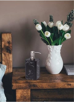 Generic Soap Dispenser 500ML For Bathroom Kitchen Countertop Dispenser Lotion Liquid Dispenser Soap Bottle Ceramic Marble Soap Dispenser Black 16 x 9 x 5.5 cm  - Image 5