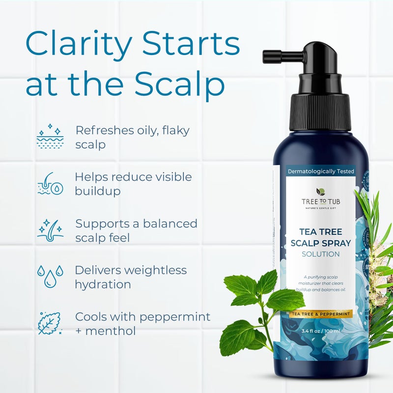 Tree To Tub Dry Scalp Spray - Intensive Scalp Moisturizer for Men & Women - Tea Tree Leave in Scalp Moisturizer for Dry Scalp, Full Spectrum Scalp Spray for Flaky Buildup & Excess Oil, Scalp Care - Image 3