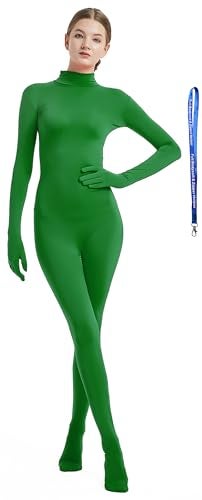 Full Bodysuit بدلة كاملة مع سحاب مساعد لملابس النساء بدون غطاء رأس سباندكس مرن زينتاي يونيتارد بدلة جسم (صغير، أخضر) - Image 1