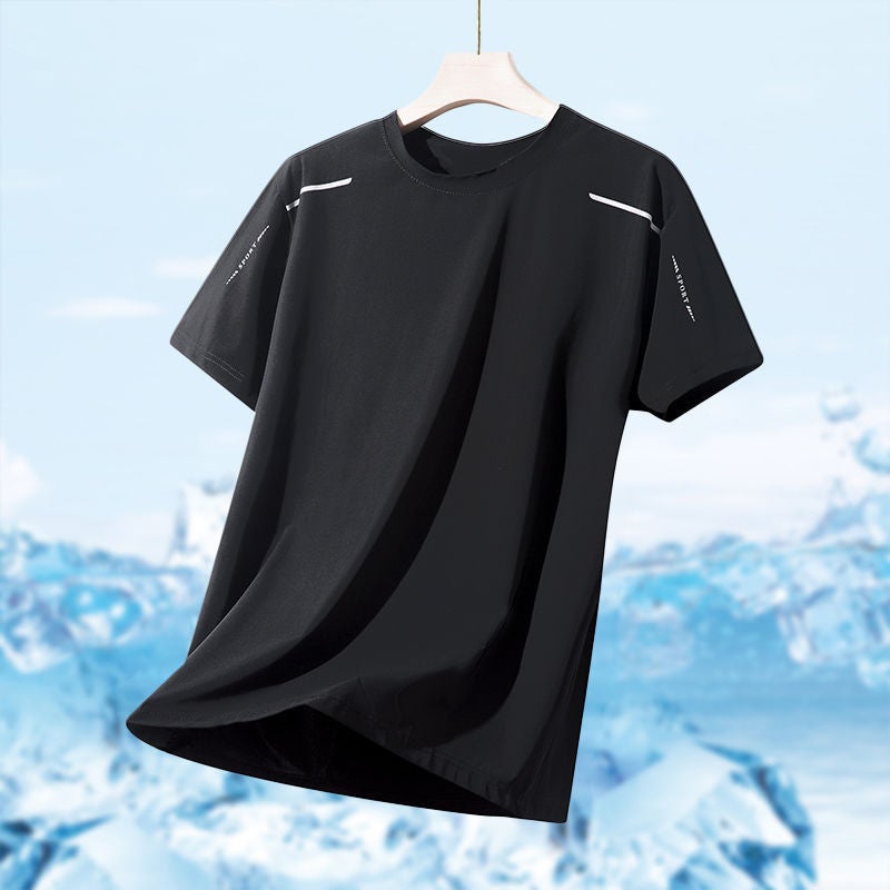 Ice Silk Men'S Short Sleeve Summer T-Shirt Sunscreen 2024 Cool Feeling T-Shirt Base Shirt Thin Quick-Drying Half Sleeve Top - Image 1