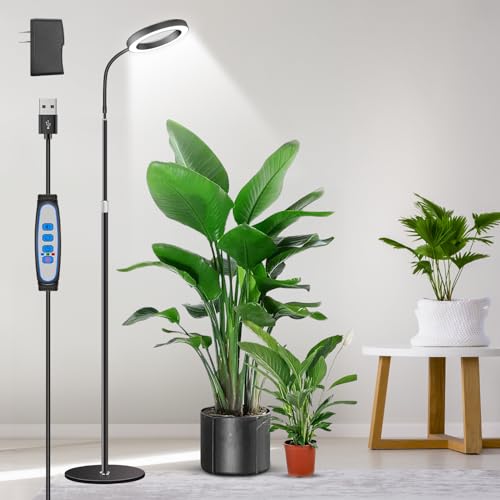 Aumtrly Grow Lights for Indoor Plants, Full Spectrum Floor Standing Plant Lights with 68" Stand for Growing Large Tall Plants, Black Halo LED Plant Grow Light with 6/12/16H Timer - Image 1