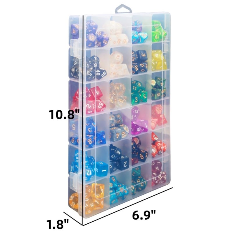 PUGED 2 Pack DND Dice Storage Box Each 24 Grids Polyhedral Dice Organizer with Removable Dividers Holding Up To 1600 Dices Small Craft Containers for Dice Collectors or RPG D&D Games (Box only) - Image 5
