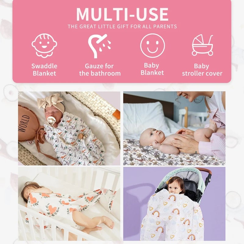 Bluejw 2 Layers Muslin Swaddle Blankets for Newborn - Soft Receiving Blanket Swaddlers - Baby Wrap - Image 3