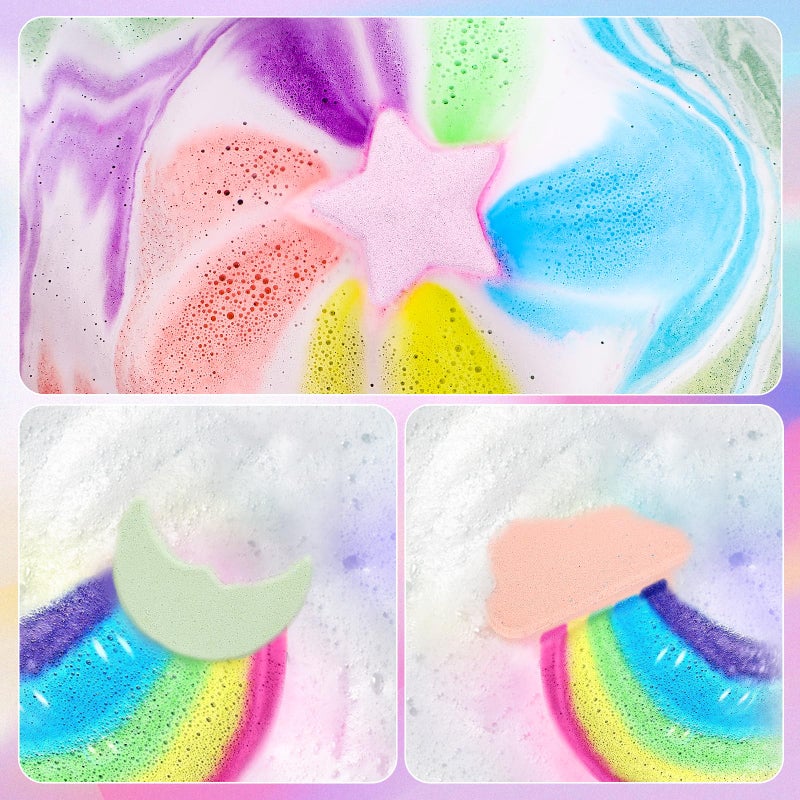 AWKUWA Rainbow Bath Bombs for Kids - 6 Pcs Handmade Natural Kids Bath Bombs, Organic Bubble Bath for Girls, Easter Gifts for Kids, Girls Easter Basket Stuffers - Image 4