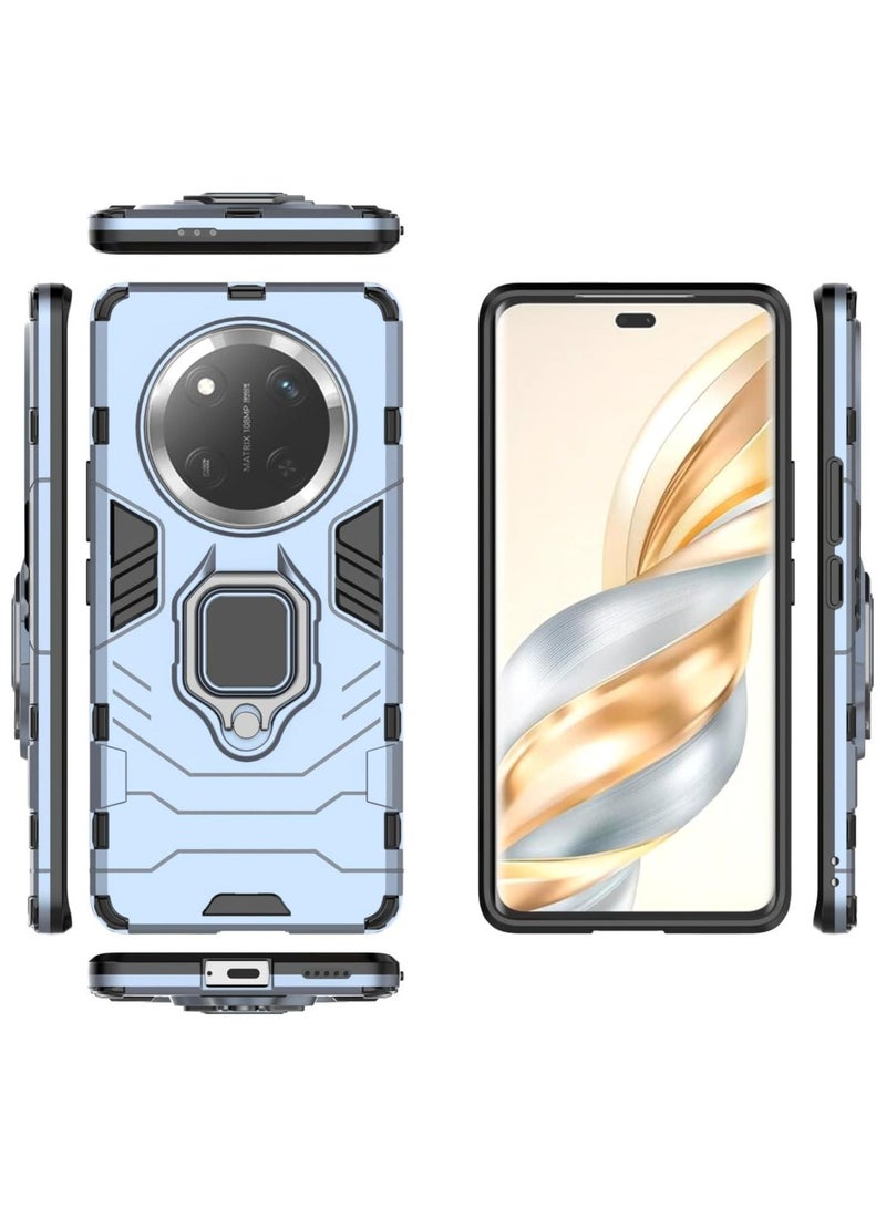 URBBKING Rotating Metal Ring Grip Kickstand Back Cover Matte Hard Mobile Phone Case Cover For Honor X9c Blue - Image 5