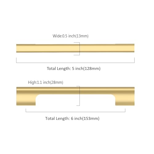 KNOKLOCK 10 Pack 5 Inch128mm Kitchen Cabinet Handles Brushed Gold Cabinet Pulls Kitchen Cabinet Hardware Drawer Pulls for Cupboard Wardrobe - Image 3