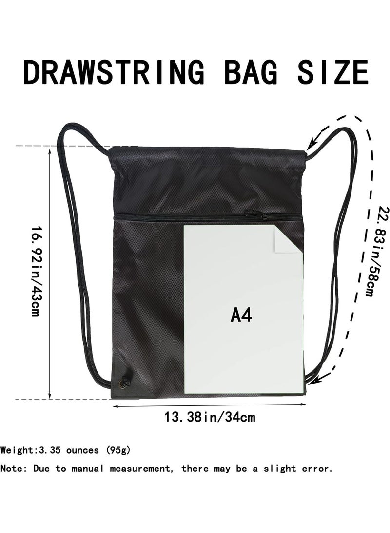 Multifunctional Waterproof Drawstring Backpack Large Capacity Oxford Fabric Gym Sports Bag with Zipper Pocket, Lightweight Sack for Fitness, Swimming, Soccer, Basketball, Travel for Men Women - Image 5