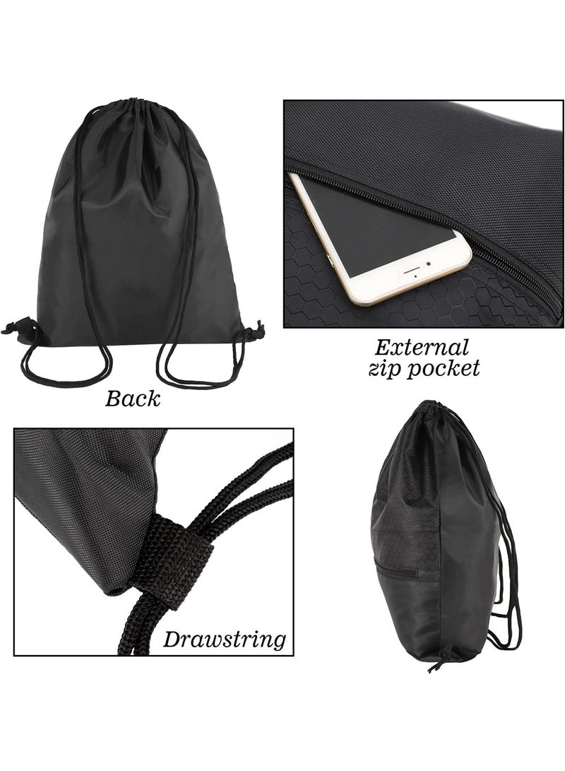 Multifunctional Waterproof Drawstring Backpack Large Capacity Oxford Fabric Gym Sports Bag with Zipper Pocket, Lightweight Sack for Fitness, Swimming, Soccer, Basketball, Travel for Men Women - Image 2