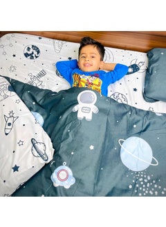 FAMYO Famyo 4pc Bedding Set King Size 250 TC Fitted Bedsheet Comforter Cover 2 Pillow Covers for Kids Duvet Bedding Set Astronaut in Space  - Image 5