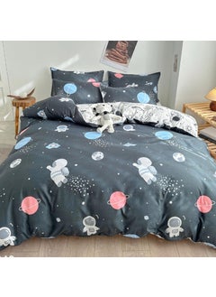 FAMYO Famyo 4pc Bedding Set King Size 250 TC Fitted Bedsheet Comforter Cover 2 Pillow Covers for Kids Duvet Bedding Set Astronaut in Space  - Image 1