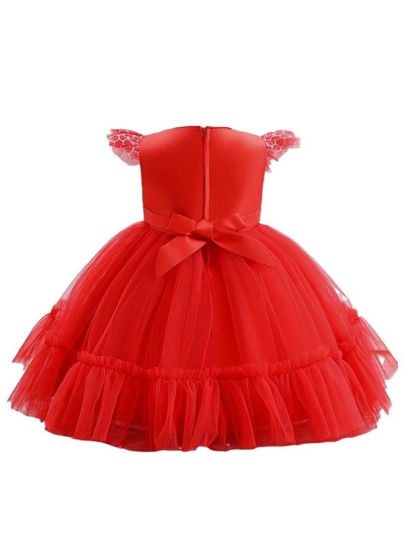 D'Daniela Gigi Faux Flower Dress Red  - Image 3