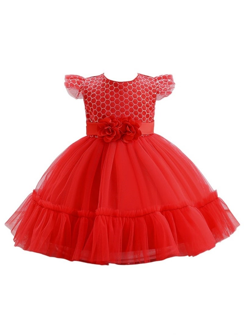 D'Daniela Gigi Faux Flower Dress Red  - Image 1