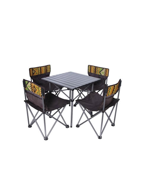 Outdoor Camping Folding Table and Chair Set 5pcs With Outer Bag