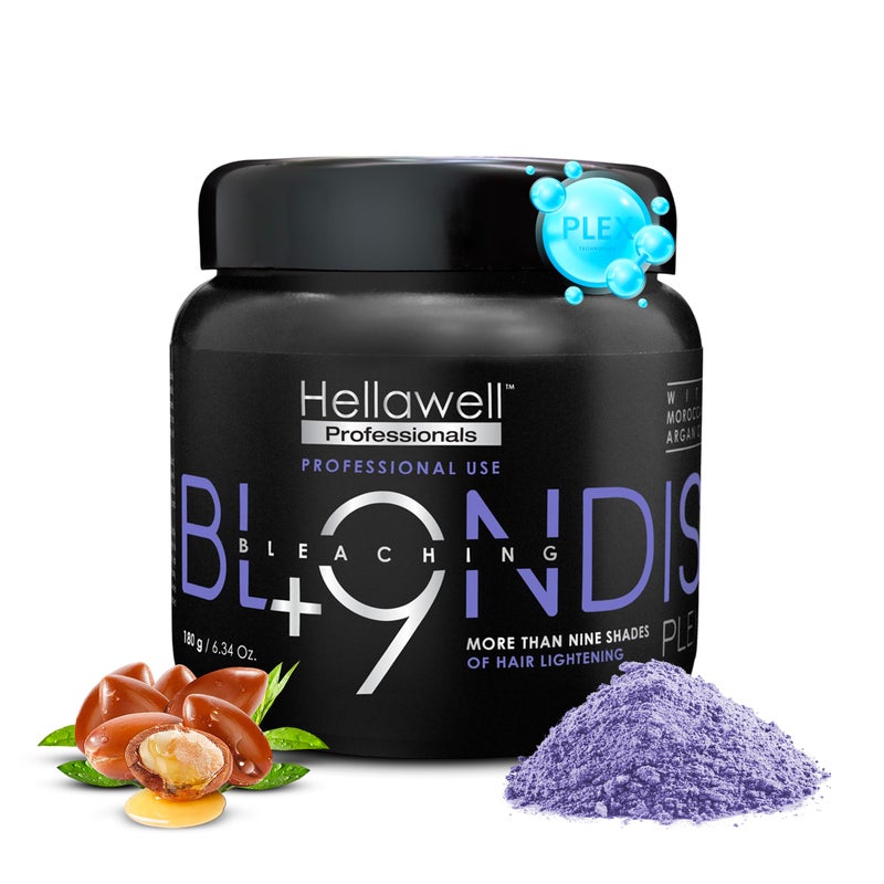 Hellawell Professionals BLONDISH PLEX + 9 Hair Bleaching Powder, Plex Hair Bleach, Highlights, Hair Lightener, Lightens more than 9 Tones, 180gr, 6.34 oz - Image 1