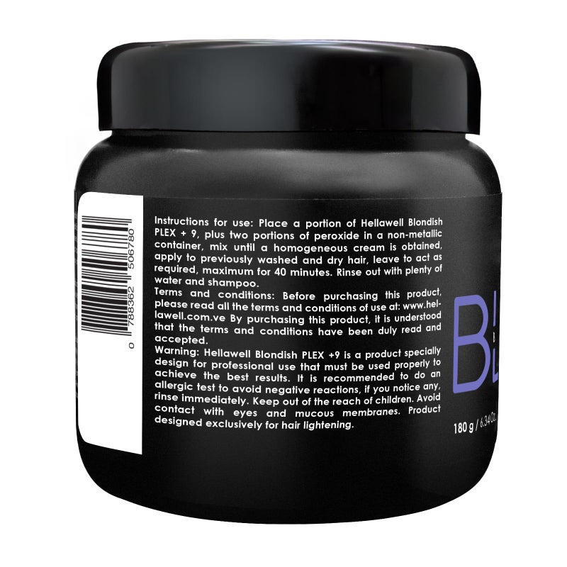 Hellawell Professionals BLONDISH PLEX + 9 Hair Bleaching Powder, Plex Hair Bleach, Highlights, Hair Lightener, Lightens more than 9 Tones, 180gr, 6.34 oz - Image 2
