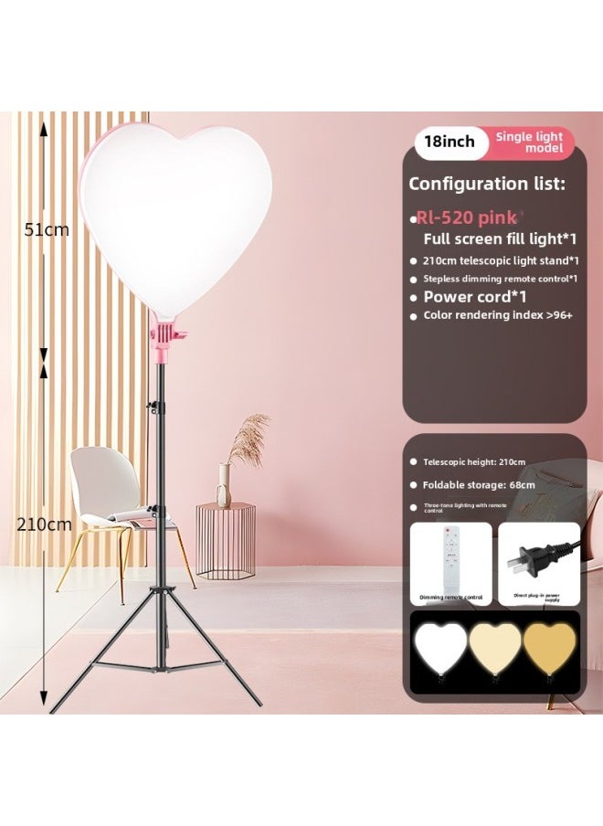 Generic 900w Studio Light Fill Light Photography Photo Anchor Beauty Chin Led Professional Food Light-Specifications:18inch [powder❤Heart-shaped Flagship Exclusive Model] + 2m Floor Stand  - Image 1