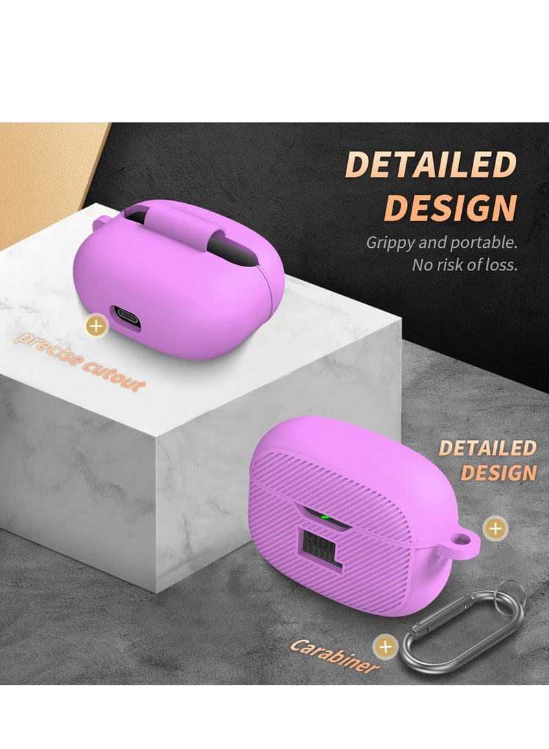 JBL Vibe 200TWS/JBL Vibe Beam Case Cover Silicone Protective Shock Cover Compatible with JBL Vibe 200TWS & JBL Vibe Beam True Wireless Headphones Charging Case with Carabiner(Purple) - Image 5