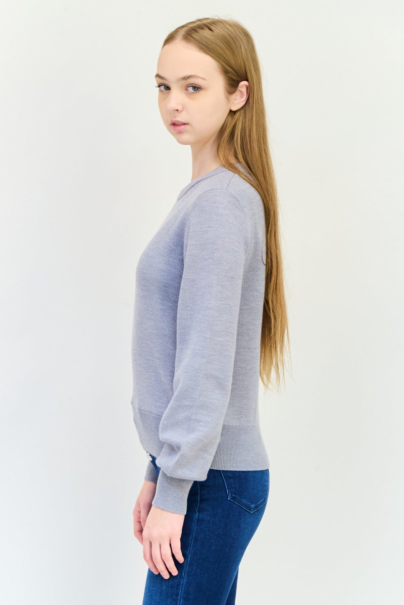 ESPRIT Women Crew Neck Knitted Sweater, Grey  - Image 4