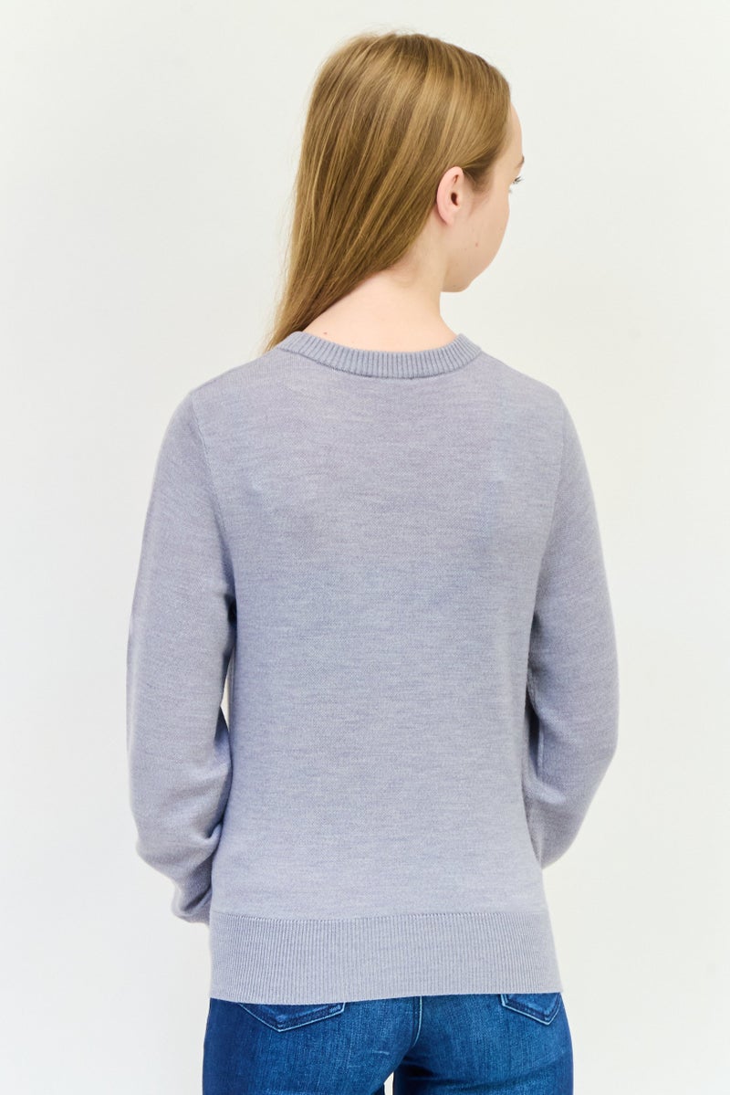 ESPRIT Women Crew Neck Knitted Sweater, Grey  - Image 3
