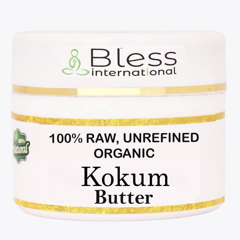 Bless International Organic Raw Kokum Butter 100% Pure,Natural & Unrefined| Skin Moisturizer For Face, Body & Hair| 4 OZ/115 GM Ivory / White Grade A | DIY Creams, Balms, Lotions, Soaps| Softens Dry & Tough Skin - Image 1