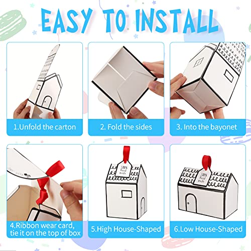 Haomian 20 Pcs House Shaped Gift Boxe White Low Style House Shaped Gable Gift Boxes Fancy Treat Cookie Dessert Bakery Boxes for Party Goodies Gifts Giving Small Bakes(White Low Style) - Image 5