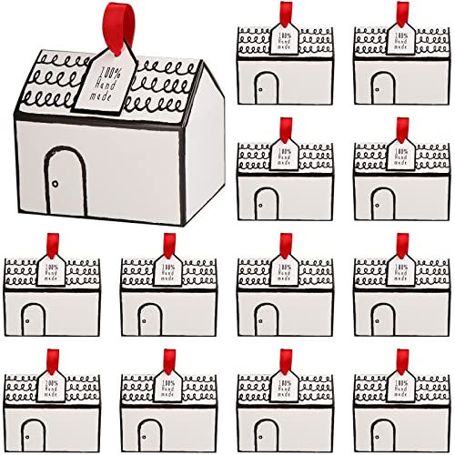 Haomian 20 Pcs House Shaped Gift Boxe White Low Style House Shaped Gable Gift Boxes Fancy Treat Cookie Dessert Bakery Boxes for Party Goodies Gifts Giving Small Bakes(White Low Style) - Image 1