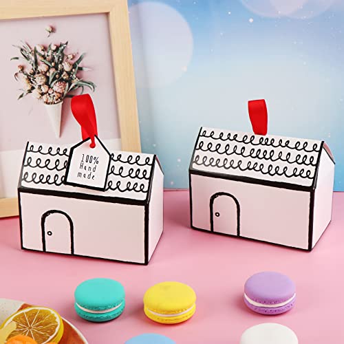 Haomian 20 Pcs House Shaped Gift Boxe White Low Style House Shaped Gable Gift Boxes Fancy Treat Cookie Dessert Bakery Boxes for Party Goodies Gifts Giving Small Bakes(White Low Style) - Image 4