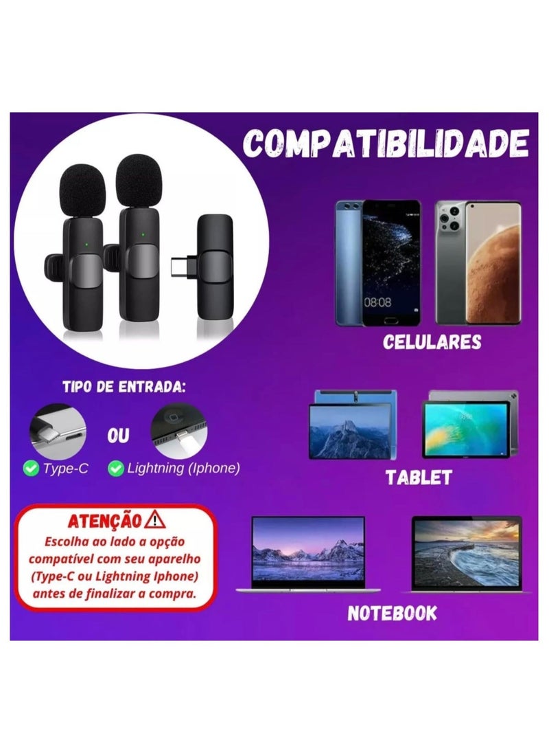 Wireless Microphone for iPhone iPad- Plug-Play Wireless Lavalier Mic with 2 Microphone for Phone Video Recording- Interview- Vlog- Auto Sync and Noise Reduction- 2.4G, Black - Image 3