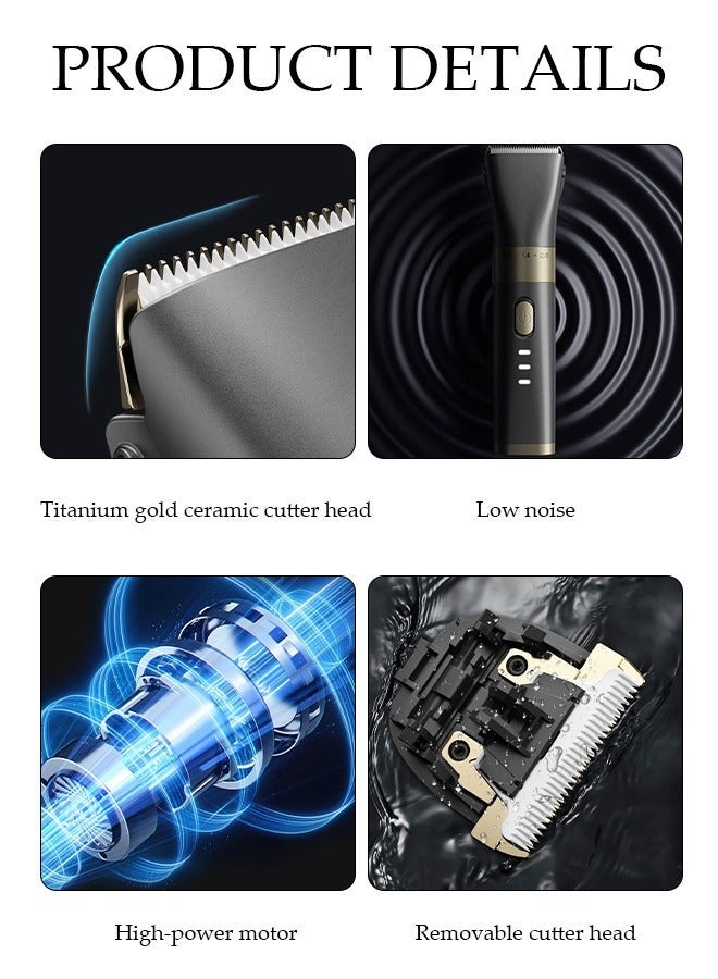 DUNISO Cordless Hair Clippers with 5 Modes, 4 Kinds of positioning combs, Detachable Blades, Turbo Motor Professional Beard Grooming Kit for Barbers Convenient at Home Haircutting - Image 2