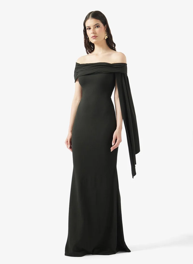Ginger One Shoulder Evening Dress with Trail