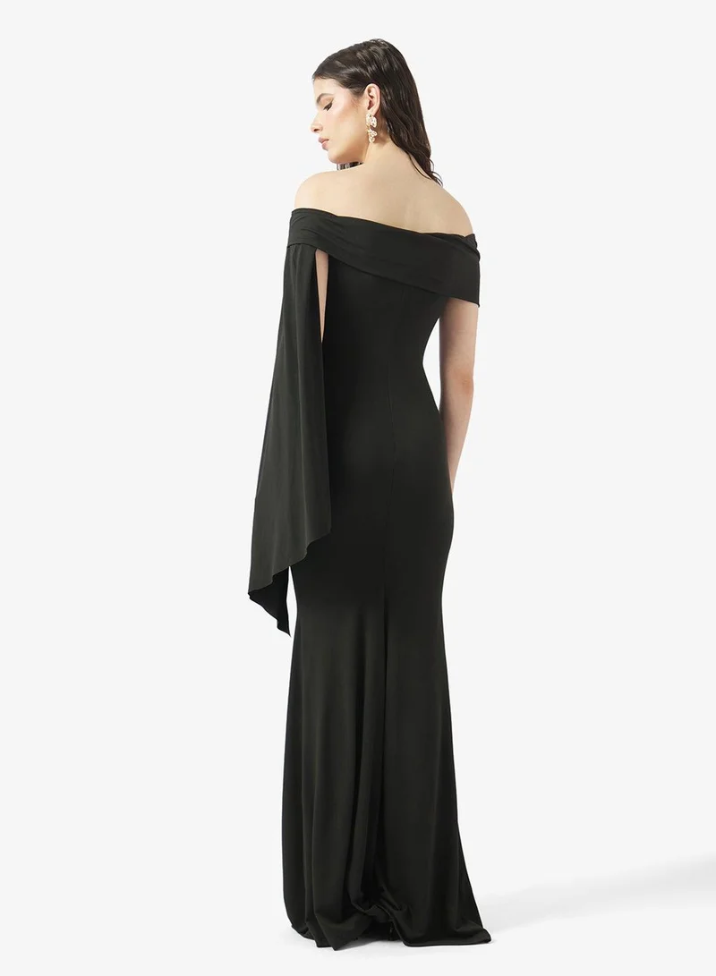 Ginger One Shoulder Evening Dress with Trail