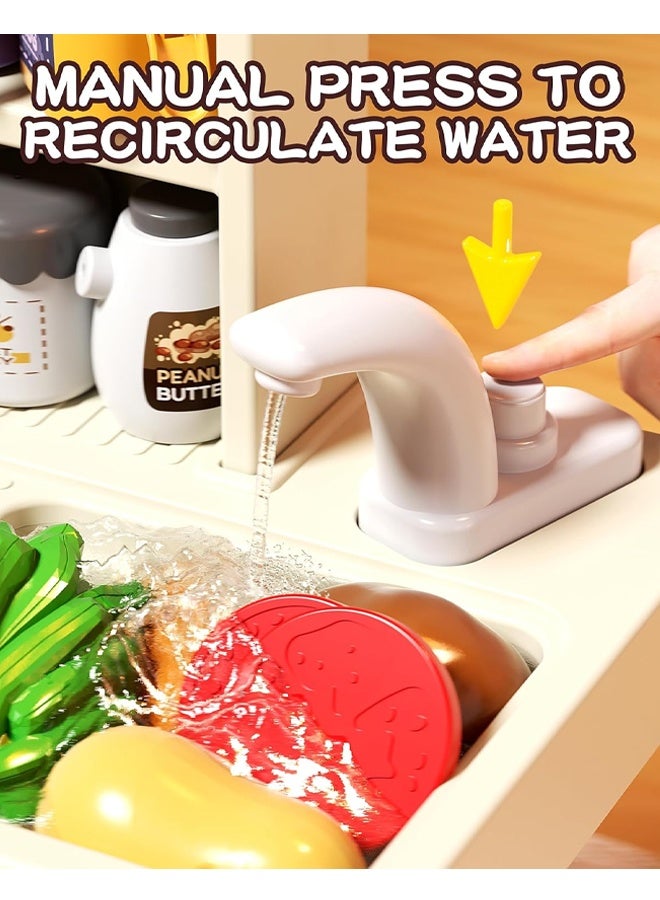 32IN Kids Kitchen Playset Interactive Kids Toy Kitchen Set with Light & Sound,  Toddler Pretend Cooking Food Playset, Pretend Play Set with Steam Effect, Cooking Stove, Sink Spray, Fruit & Vegetable Accessories for Child Pretend Food Toys for Boys Girls Toddlers Age 1-3 - Image 5