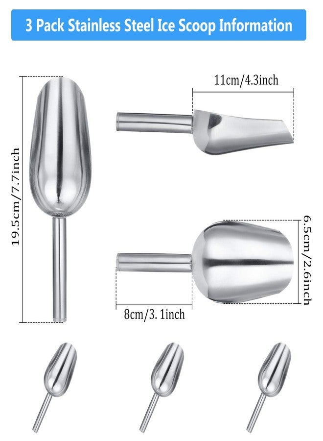 Mudder 3 Packs 6 Ounce Stainless Steel Ice Scoop Small Metal Food Scoop for Home Kitchen Shop Bar Buffet Ice Cube Candy Popcorn Coffee Beans Food Jars Canister - Image 3