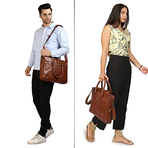 Probus Opulent Vegan embossed pattern Bag : Ethical Elegance Redefined for MacBook, Laptop, Notebook Messenger Bag Sleeve Case Cover Organizer Handbag - Brown - Image 5