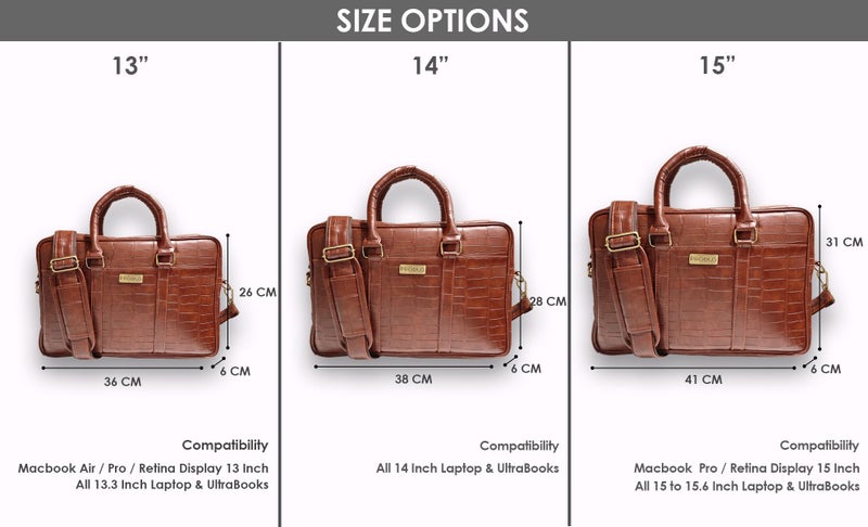 Probus Opulent Vegan embossed pattern Bag : Ethical Elegance Redefined for MacBook, Laptop, Notebook Messenger Bag Sleeve Case Cover Organizer Handbag - Brown - Image 3