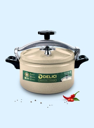 DELICI Aluminium Pressure Cooker Litre – Durable Body Lid