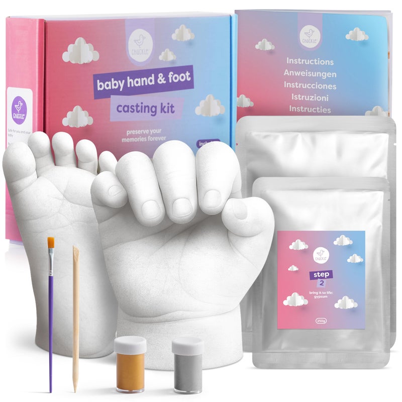 chuckle Baby Handprint Footprint Casting Kit, 3D Molding Gift Set, Memories, Keepsakes, Hand or Foot for Kids or Newborn, Baby Shower Presents - Image 1