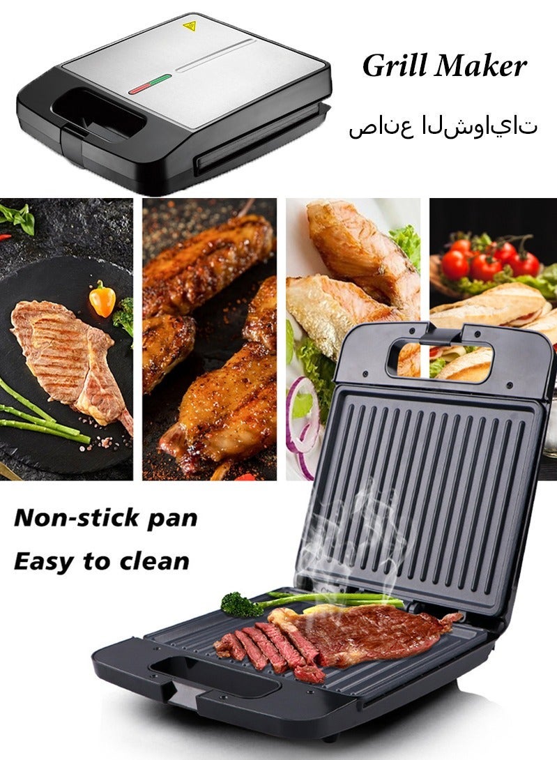 آر إيه أف صانع الشواية ، تشغيل الطاقة ومؤشر جاهز ، لوحة الطبخ غير اللاصقة ، مسكن لمس بارد ، التحكم في جهاز التحكم الحراري ، وقف مستقيم للتخزين المدمج 1400 واط GGT671N فضي / أسود - Image 1