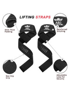 ABJ Padded Cotton Lifting Straps 23” Wrist Straps with 4mm Soft Neoprene Cushioned Wrist for Weightlifting, Bodybuilding, Powerlifting, Strength Training and Deadlifts – Gym straps for Men and Women  - Image 3
