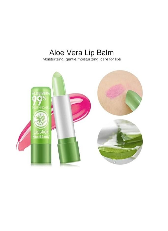 Kiss Beauty Aloe Vera Lipstick, Long Lasting Lip Balm Lips Moisturizer Magic Temperature Color Changing Lip Gloss  - Image 3