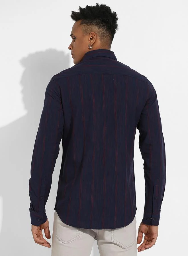 Campus Sutra Campus Sutra Ombre Striped Long Sleeves Casual Shirt